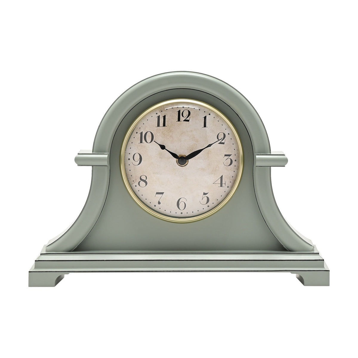 Broken Arch Mantel Clock with Gold Rim and Cream Dial - Sage
