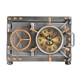 Vault Door Safe Mantel Clock with Opening Money Box - Silver