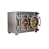 Vault Door Safe Mantel Clock with Opening Money Box - Silver