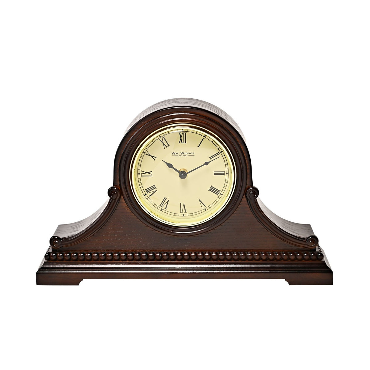 Dark Walnut Finish Napoleon Mantel Clock with Cream Dial - Brown