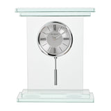 Glass Pendulum Mantel Clock with Roman Numeral Dial - Clear