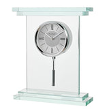 Glass Pendulum Mantel Clock with Roman Numeral Dial - Clear