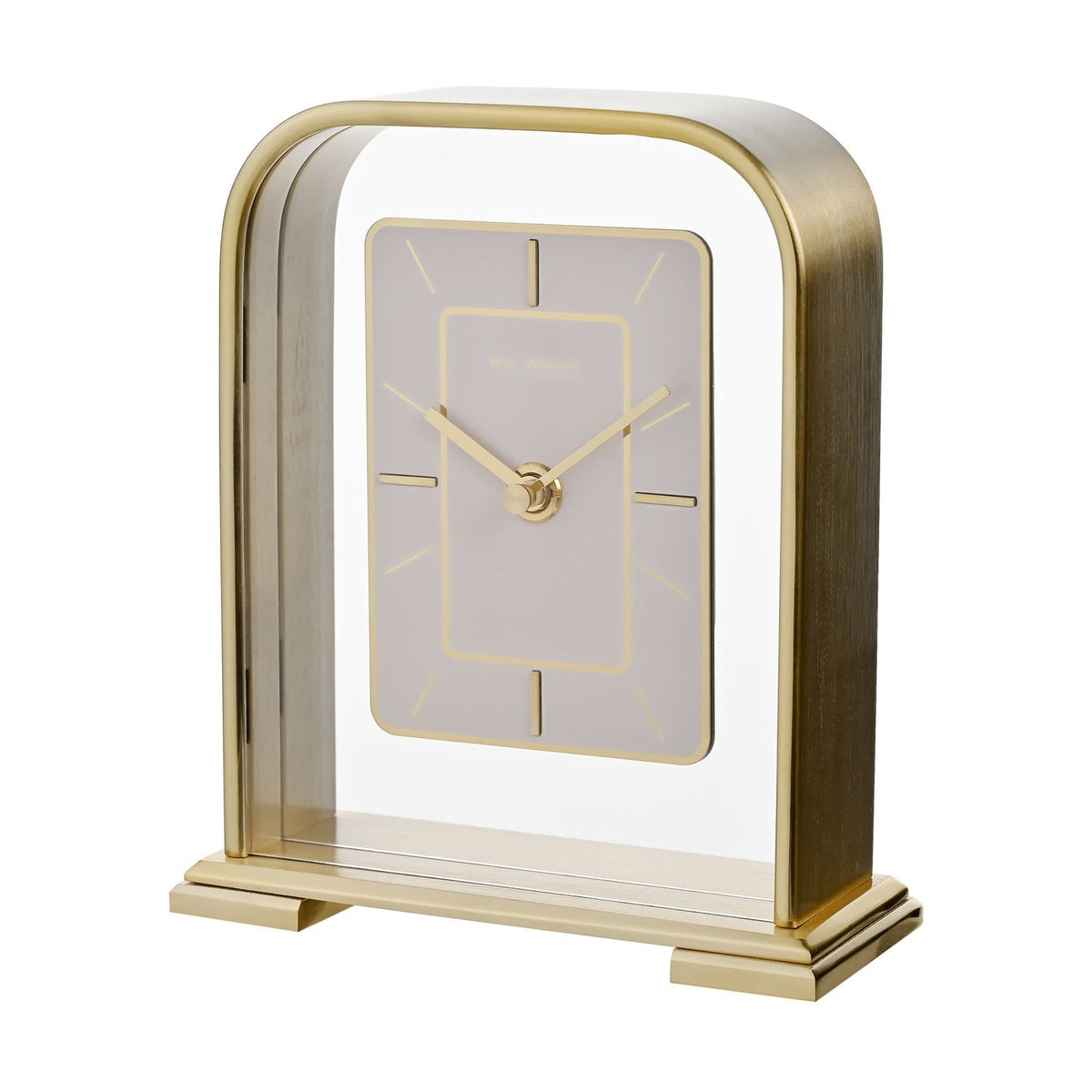 Arched Portrait Mantel Clock with Baton Marker Dial - Gold