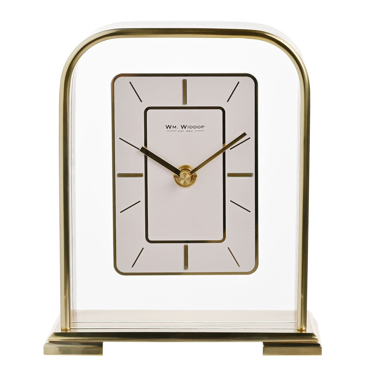 Arched Portrait Mantel Clock with Baton Marker Dial - Gold