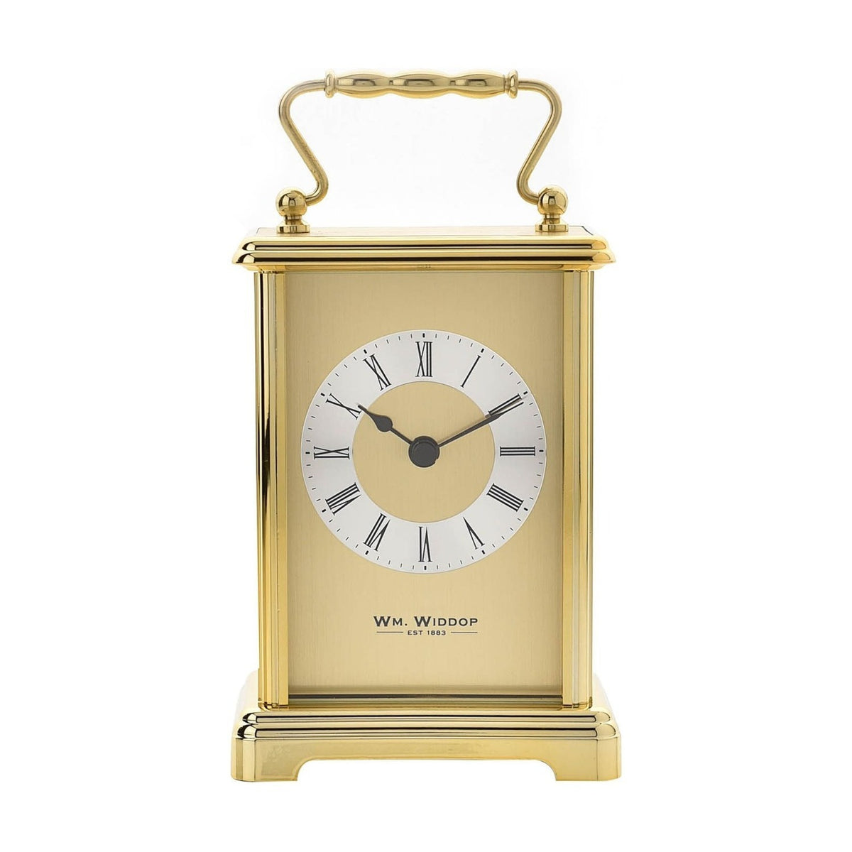 Carriage Mantel Clock with 2 Tone Gilt Roman Dial - Gold