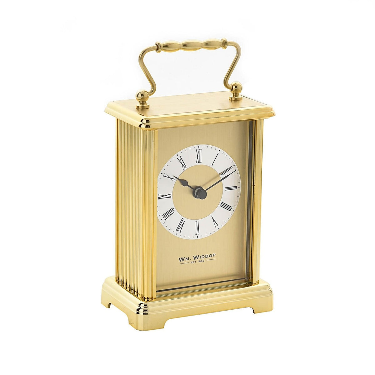 Carriage Mantel Clock with 2 Tone Gilt Roman Dial - Gold