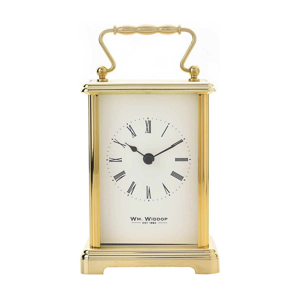 Quartz Carriage Mantel Clock with Roman Dial - Gold & White