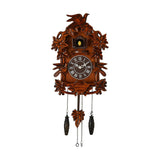 Large Bird Top Wooden Case Quartz Cuckoo Wall Clock - Mahogany