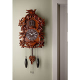 Large Bird Top Wooden Case Quartz Cuckoo Wall Clock - Mahogany