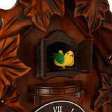 Large Bird Top Wooden Case Quartz Cuckoo Wall Clock - Mahogany