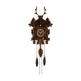 Stag Head Quartz Cuckoo Wall Clock with Pendulum - Brown