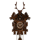 Stag Head Quartz Cuckoo Wall Clock with Pendulum - Brown