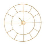 Gold skeleton wall clock, 80cm, with double ring frame, twelve radial bars marking hours, round centre boss and spade hands, shown on a plain white background.