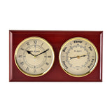 Roman Numeral Wooden Barometer & Wall Clock - Brown & Cream