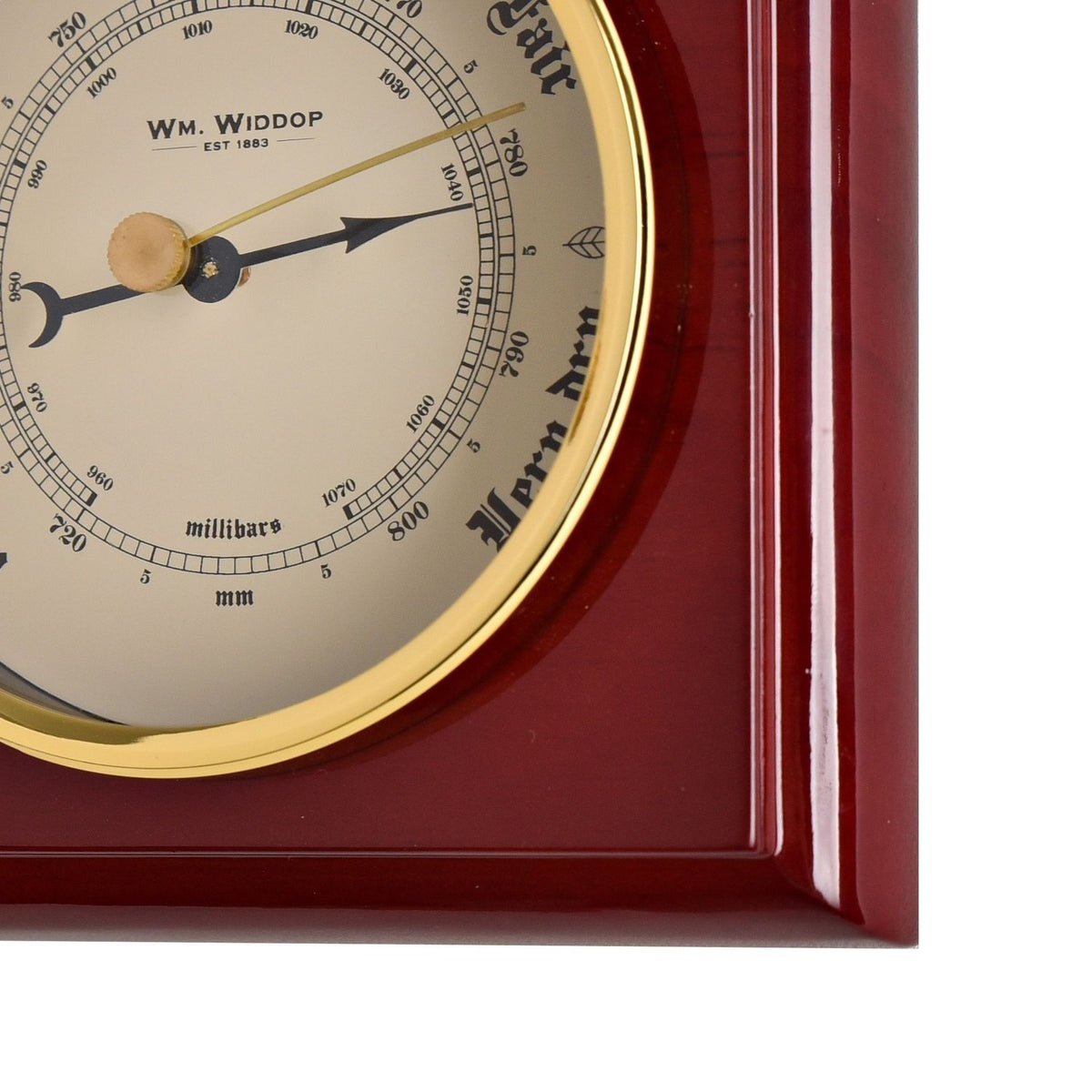 Roman Numeral Wooden Barometer & Wall Clock - Brown & Cream