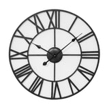 Round Roman Numeral Skeleton Metal Wall Clock 60cm - Black