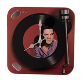 Square Record Player Analogue Quartz Wall Clock 30cm - Red