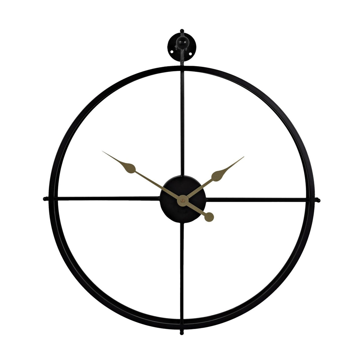 Round Cut Out Design Wall Clock with Gold Hands 72cm - Black