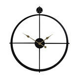 Round Cut Out Design Wall Clock with Gold Hands 72cm - Black