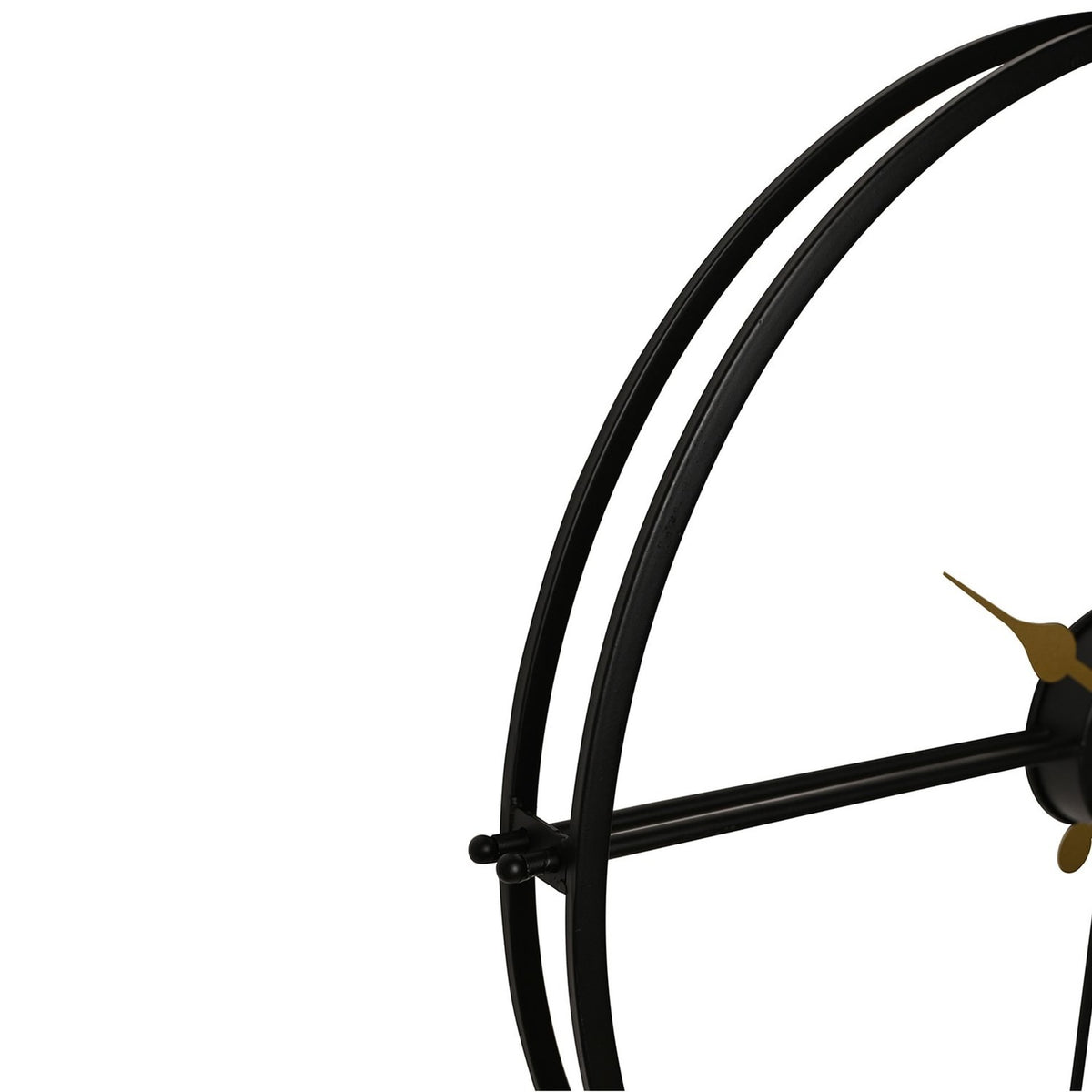 Round Cut Out Design Wall Clock with Gold Hands 72cm - Black