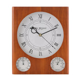 Rectangular Wood Wall Clock with Thermometer & Hygrometer - Brown