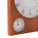Rectangular Wood Wall Clock with Thermometer & Hygrometer - Brown