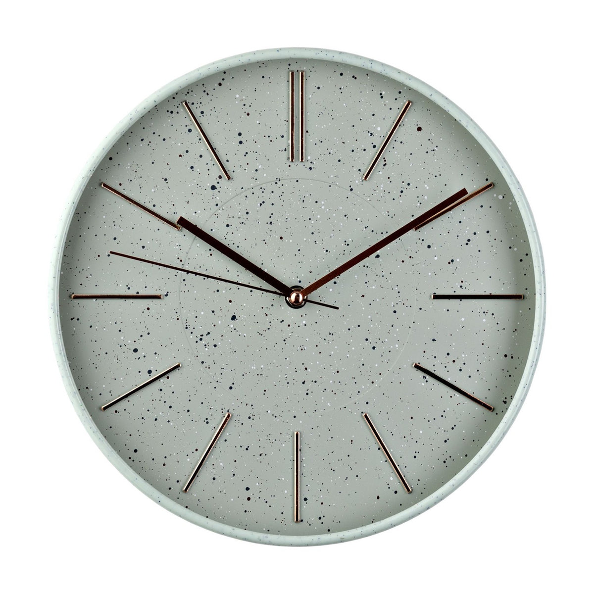 Round Analogue Wall Clock with Speckled Face 30cm - Green