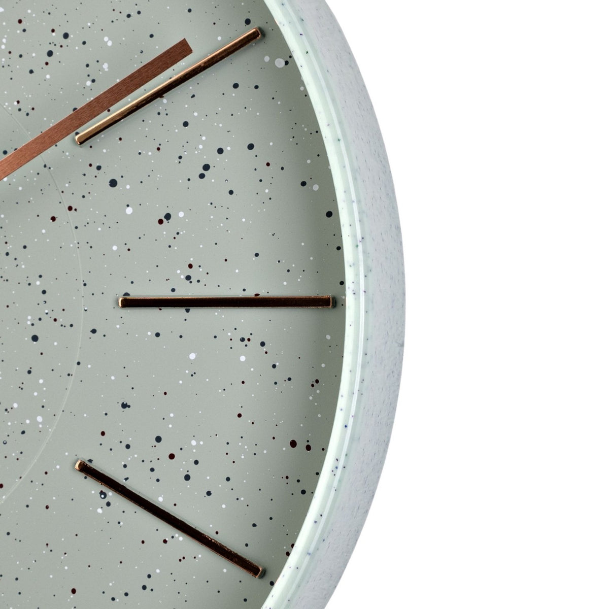 Round Analogue Wall Clock with Speckled Face 30cm - Green