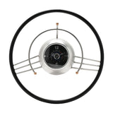 Steering Wheel Quartz Wall Clock with Black Rim - Silver