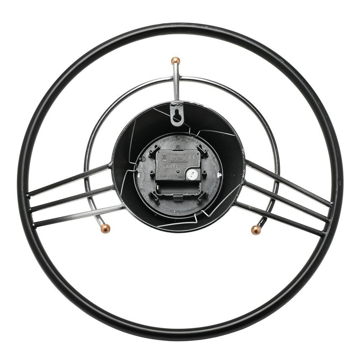 Steering Wheel Quartz Wall Clock with Black Rim - Silver
