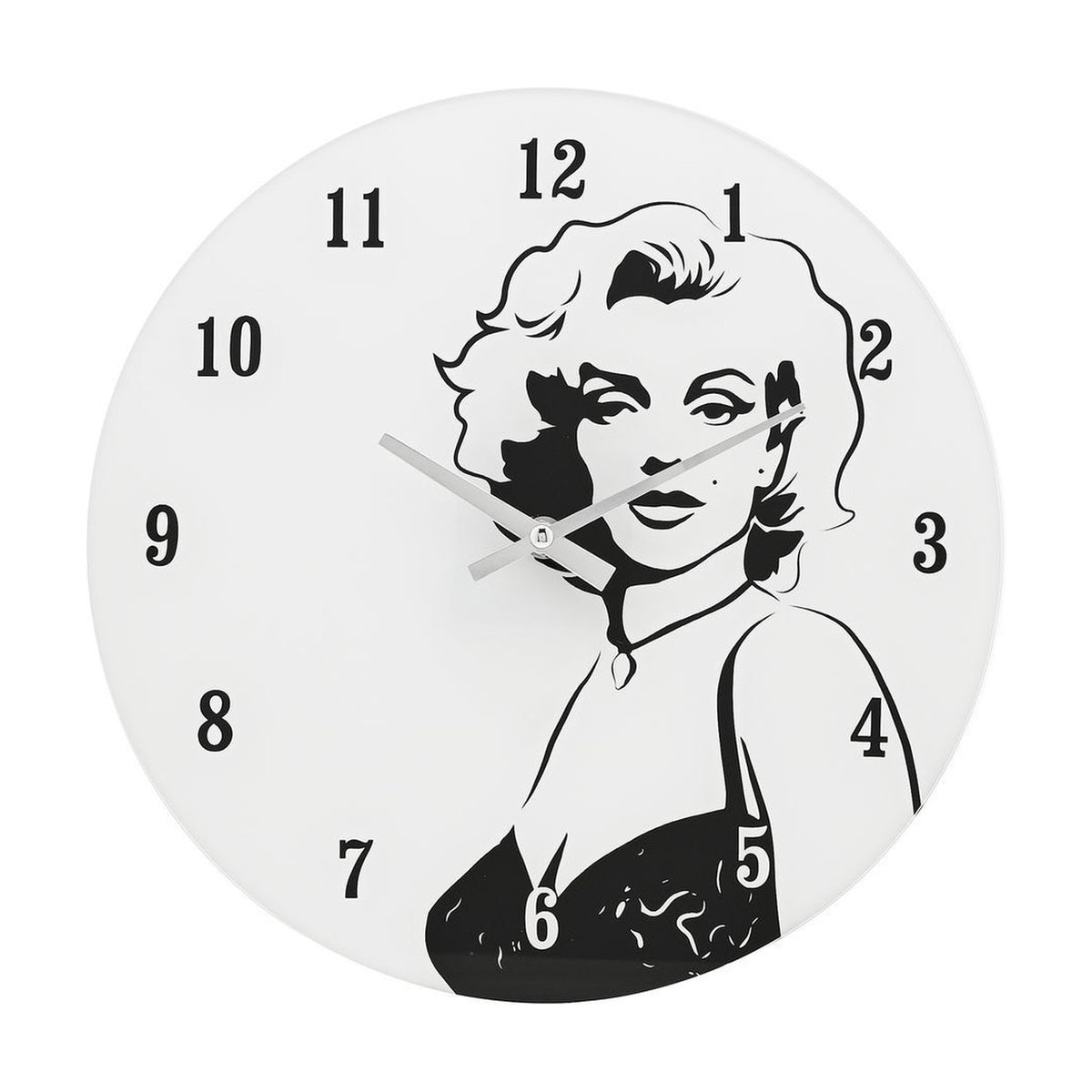 50s Hollywood Legend Round Glass Wall Clock 30cm - White