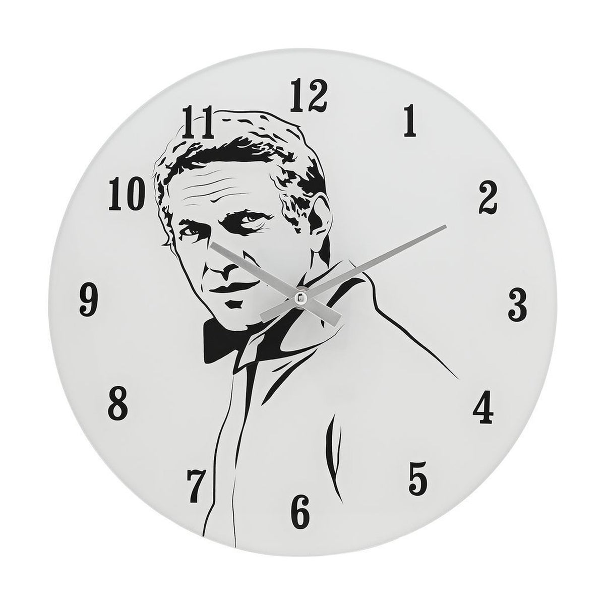 Cool 60s Film Icon Portrait Glass Wall Clock 30cm - White