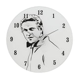 Cool 60s Film Icon Portrait Glass Wall Clock 30cm - White