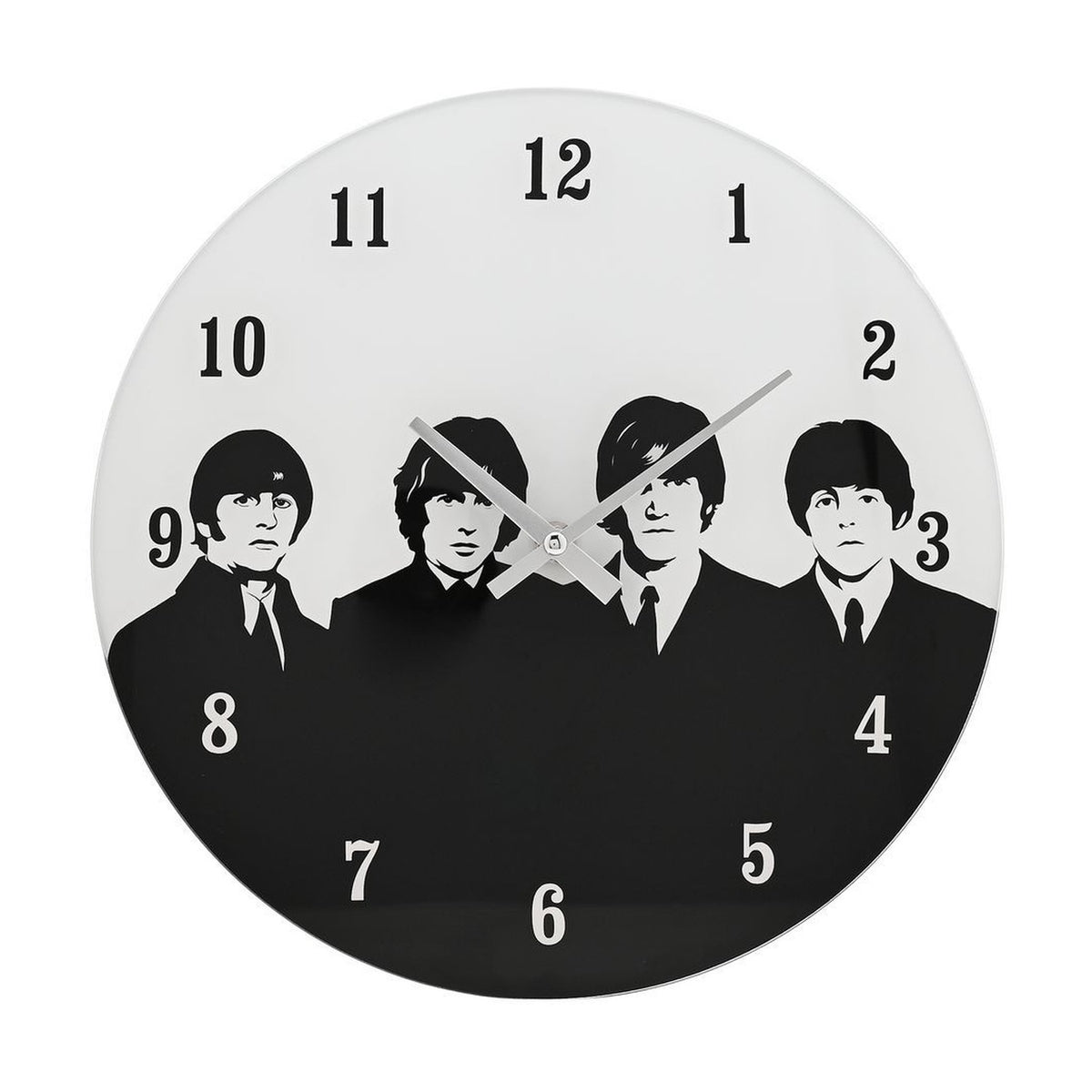 60s Four-Piece Rock Band Round Glass Wall Clock 30cm - White