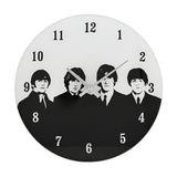 60s Four-Piece Rock Band Round Glass Wall Clock 30cm - White