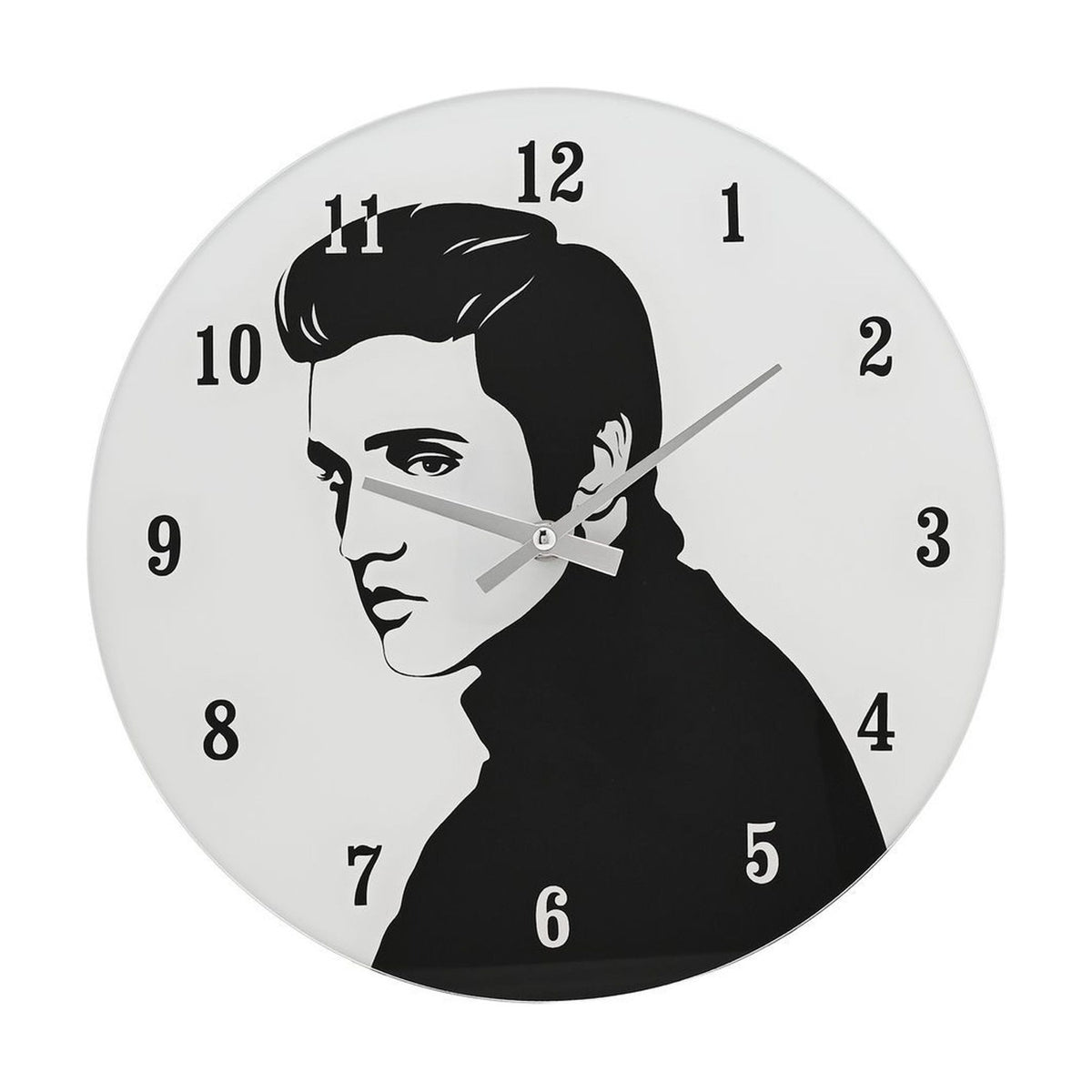 King of Rock & Roll Portrait Glass Wall Clock 30cm - White