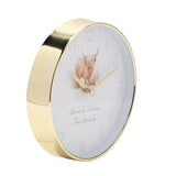 Round Highland Cow Quartz Wall Clock 19.5cm - Gold & White