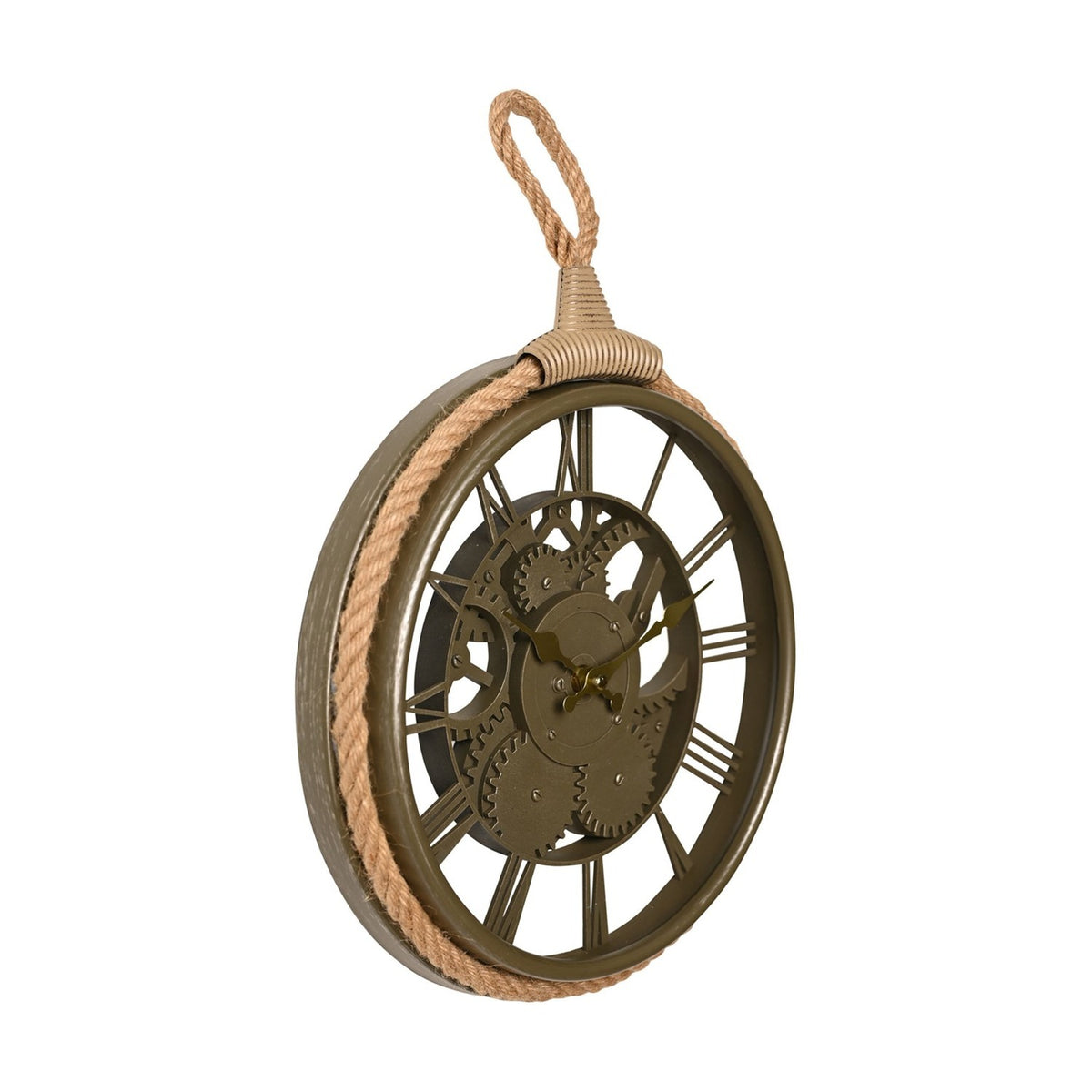Round Cogs & Rope Roman Numeral Wall Clock 30cm - Clear