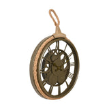 Round Cogs & Rope Roman Numeral Wall Clock 30cm - Clear