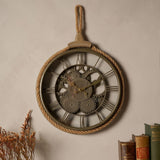 Round Cogs & Rope Roman Numeral Wall Clock 30cm - Clear
