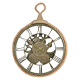 Round Cogs & Rope Roman Numeral Wall Clock 30cm - Clear
