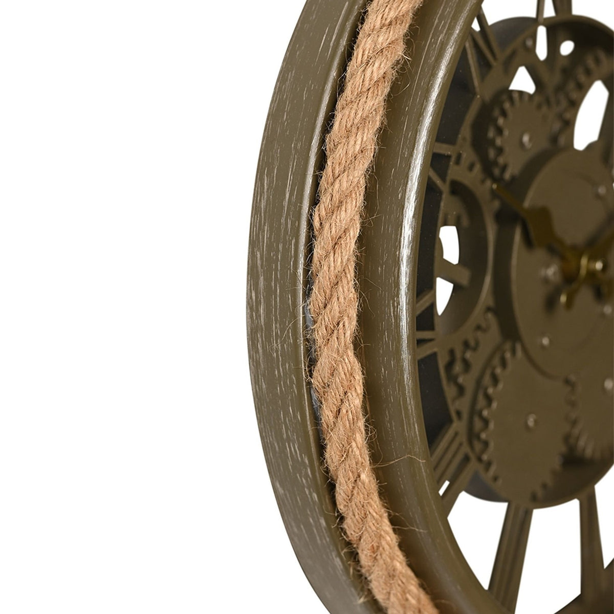 Round Cogs & Rope Roman Numeral Wall Clock 30cm - Clear