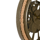 Round Cogs & Rope Roman Numeral Wall Clock 30cm - Clear