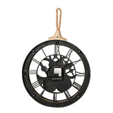 Round Cogs & Rope Roman Numeral Wall Clock 30cm - Clear