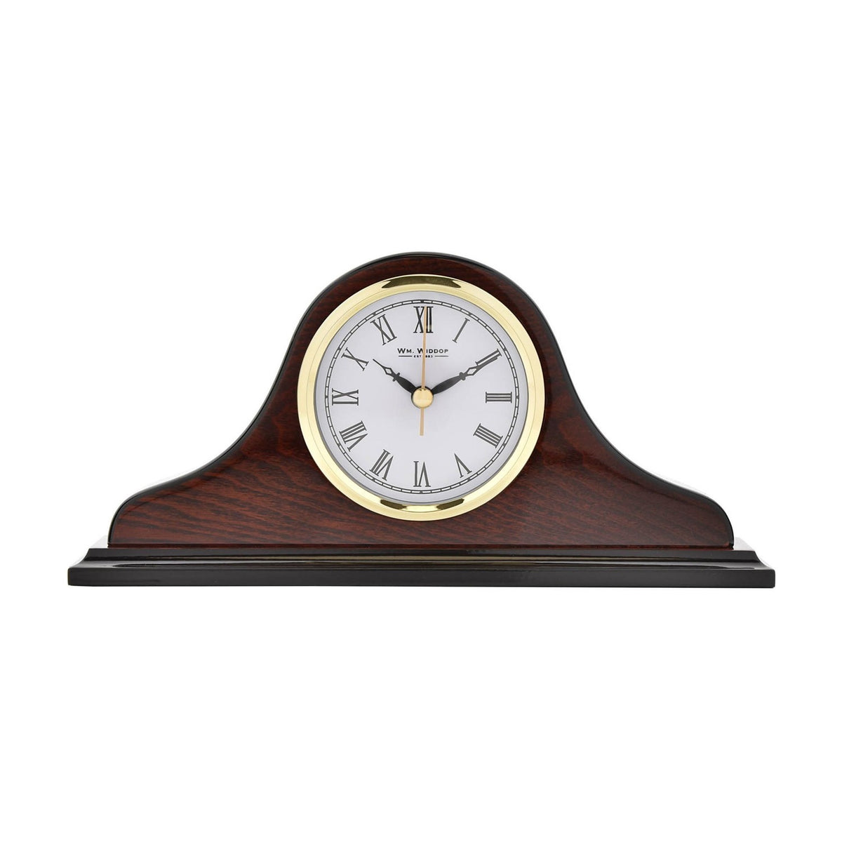 Napoleon Wooden Mantel Clock with Roman Numerals - Mahogany