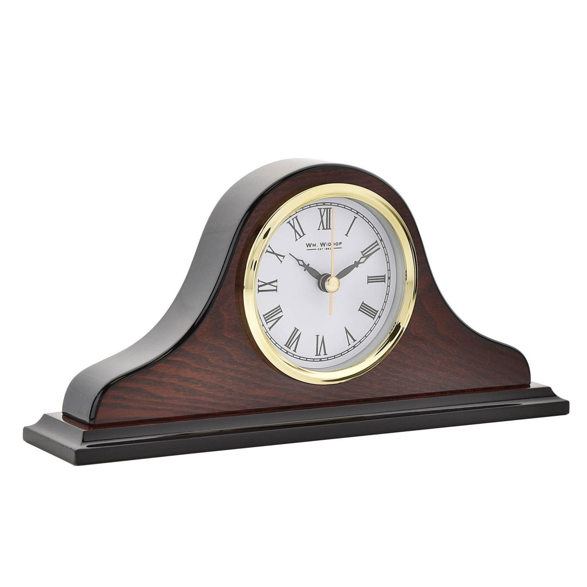 Napoleon Wooden Mantel Clock with Roman Numerals - Mahogany