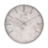 Round Slim Line Marble Pattern Wall Clock 31cm - Silver