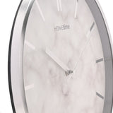 Round Slim Line Marble Pattern Wall Clock 31cm - Silver
