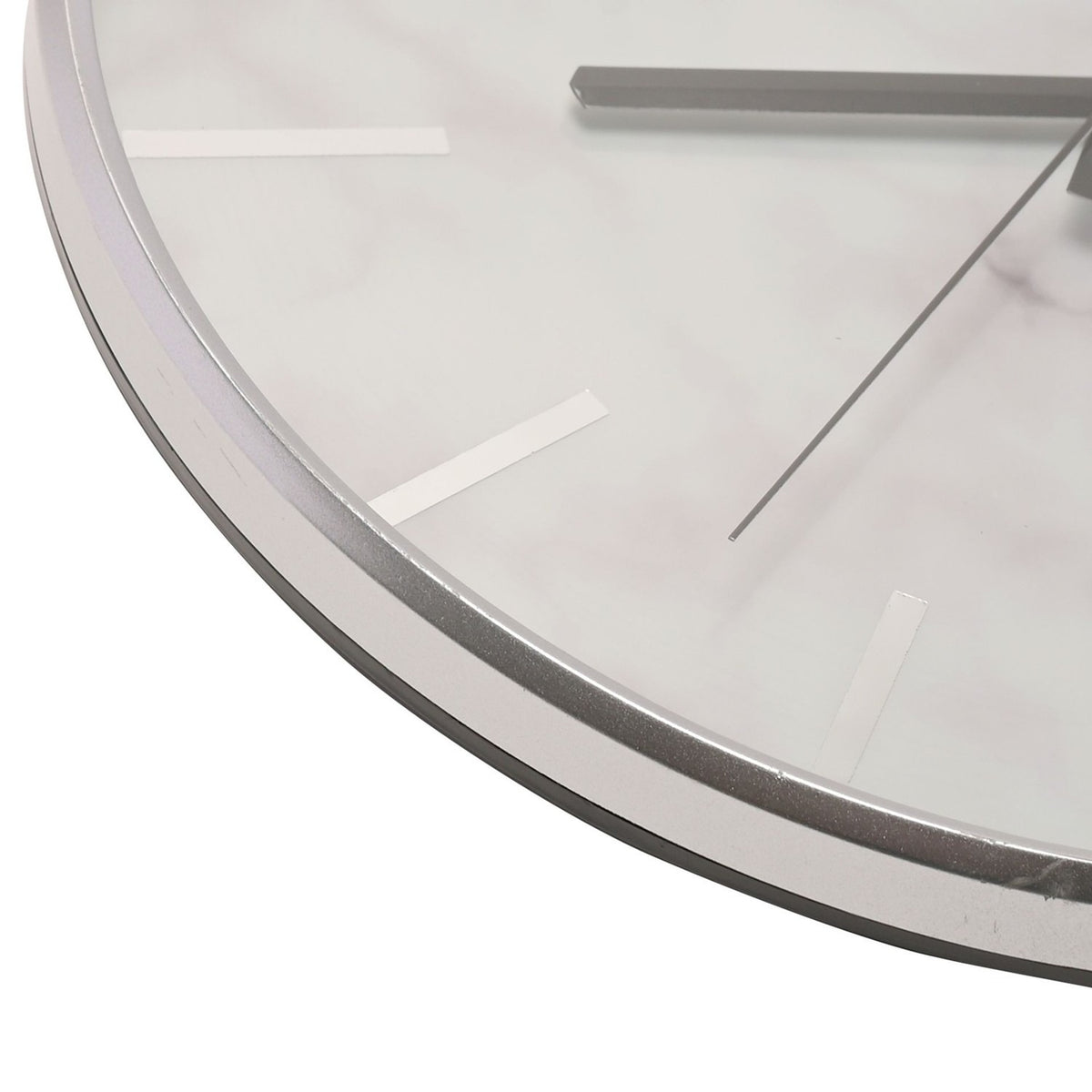 Round Slim Line Marble Pattern Wall Clock 31cm - Silver