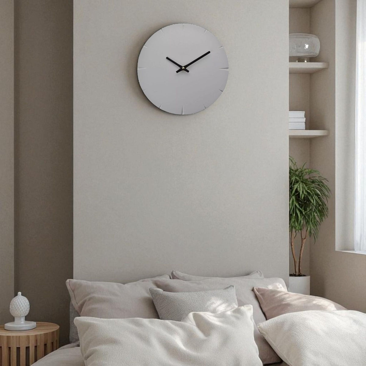 Round Cement Look Wall Clock with Black Hands 60cm - Grey